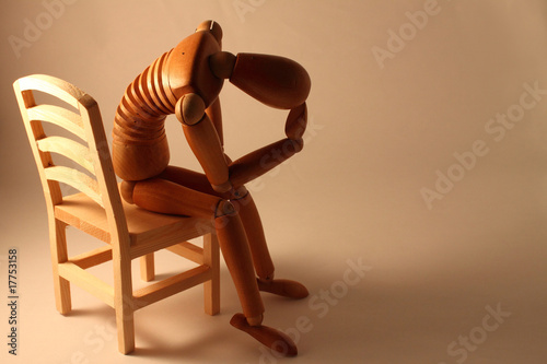 Canvas Print worried dummy sitting