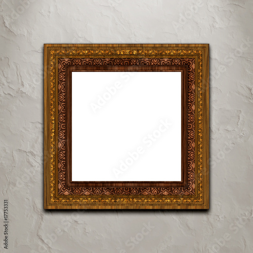 Picture frame on wall.