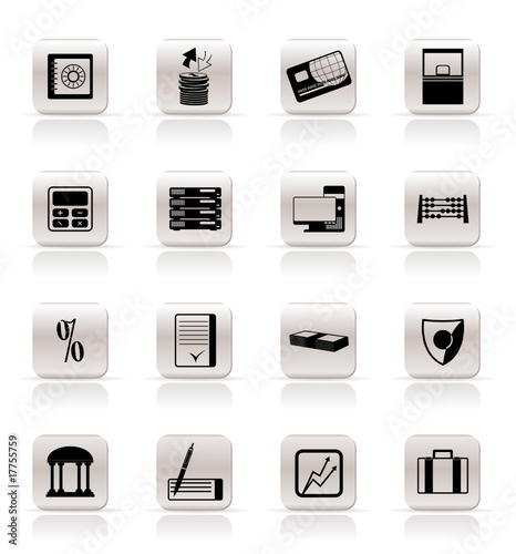 Simple bank, business, finance and office icons