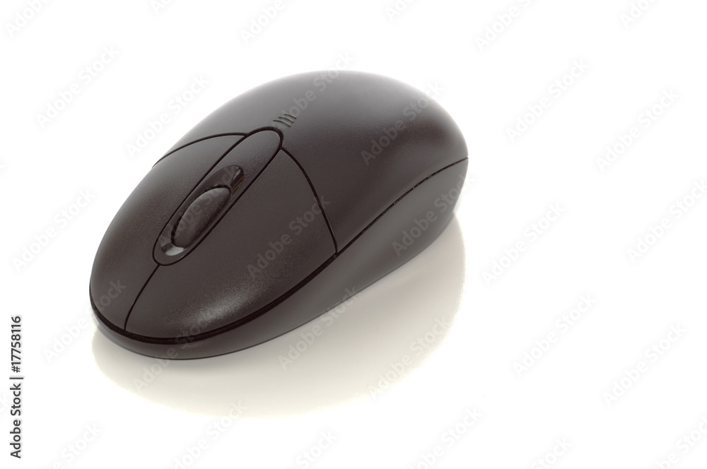 Black computer mouse on white with clipping path Black computer mouse on white with clipping path
