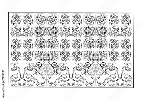 Old tiles portuguese background, vector illustration