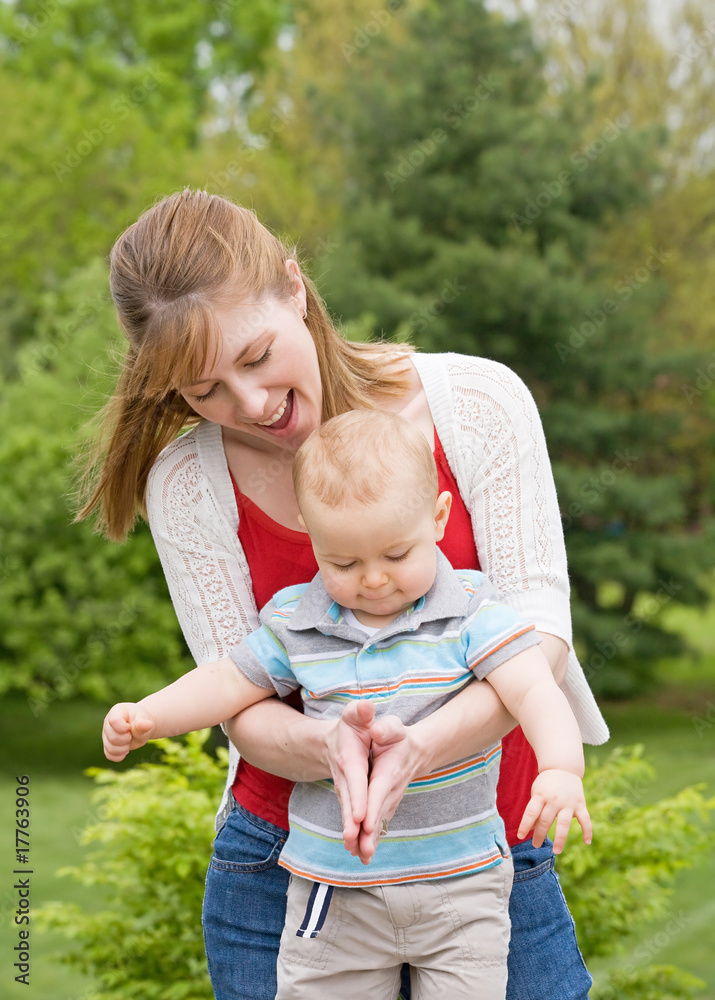 Fototapeta premium Mother and Son Playing Games