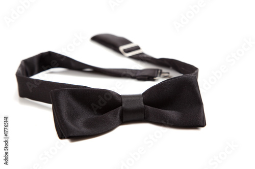 Black bow tie on white