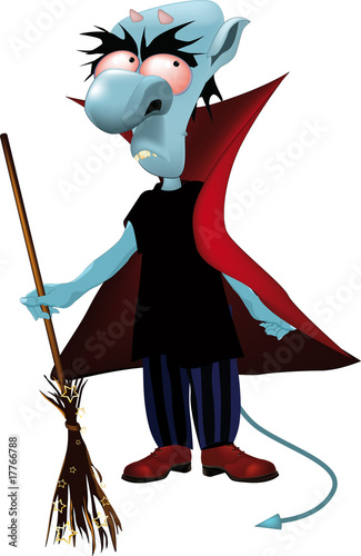 monster the vampire with a magic broom