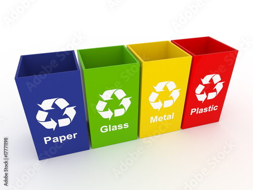 Recycle Concept.  Paper, Plastic, glass and metal