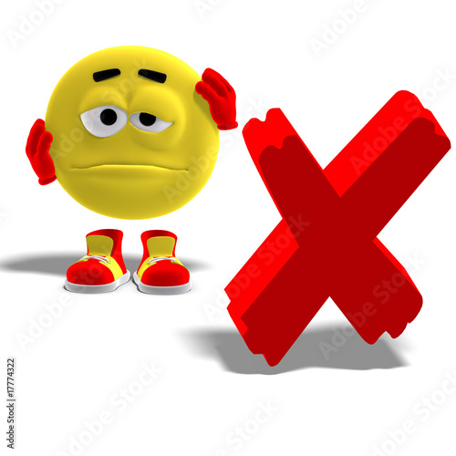 cool and funny emoticon say oh no to a x-mark photo