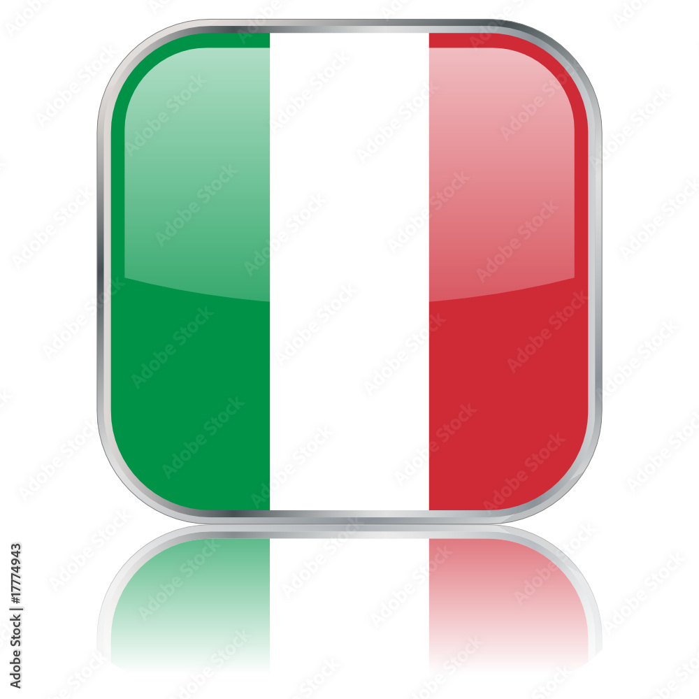Italian Square Flag Button (vector with reflection) Italian Square Flag Button (vector with reflection)