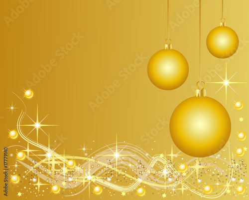Goldener Weihnachtshintergrund mit Christbaumkugeln