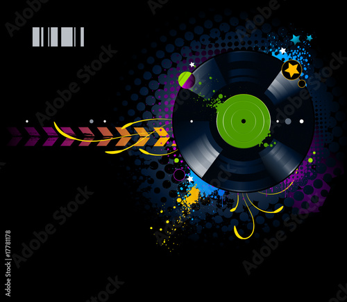 Graffiti image with vinyl disc