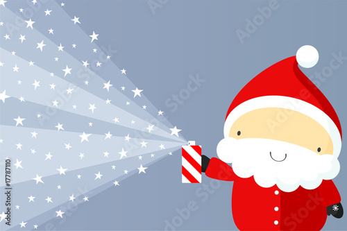 Santa Claus sparaying stars from spray can
