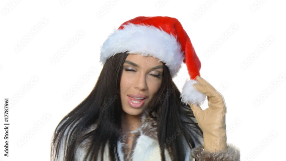 Portrait of beautiful sexy girl wearing santa claus hat Portrait of beautiful sexy girl wearing santa claus hat