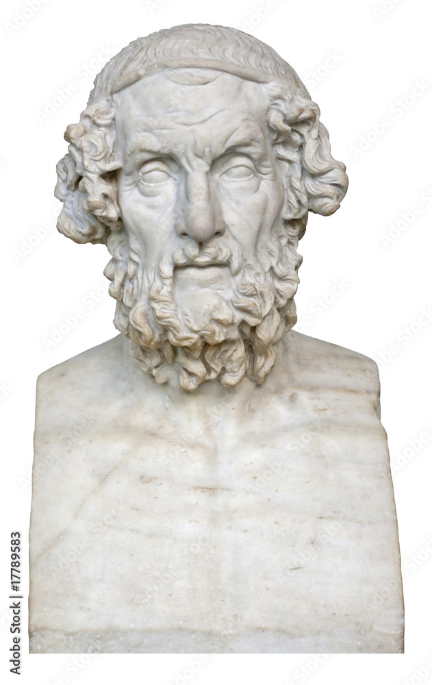White marble bust of the greek poet Homer
