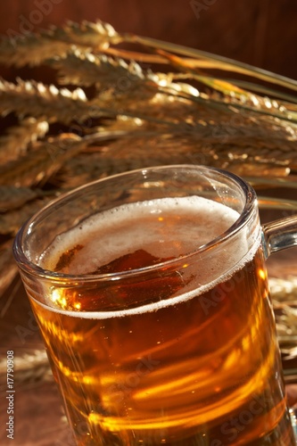 Glass of beer with grain