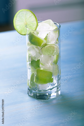 Fresh lime cocktail with ice