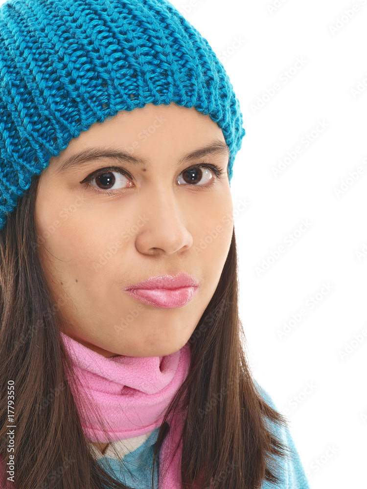 girl wearing winter cap and scarf girl wearing winter cap and scarf