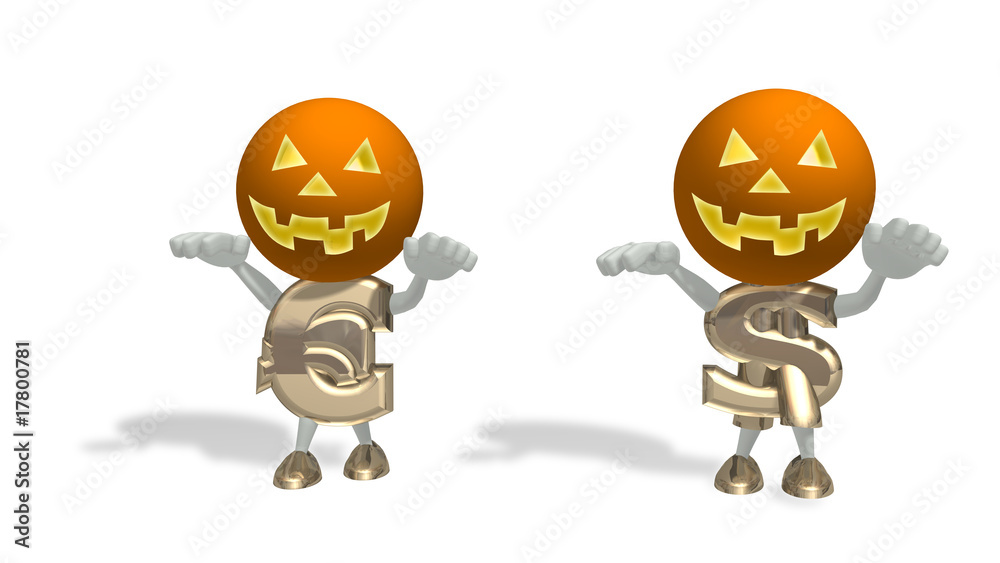 Fototapeta premium Mr Dollar and Euro in Helloween masks