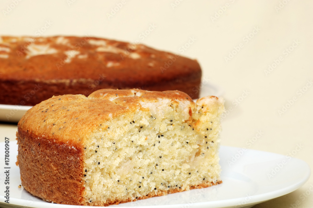 single slice of lemon poppy seed cake single slice of lemon poppy seed cake