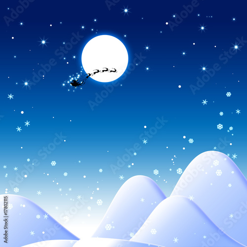 Blue Christmas background with Santa Claus