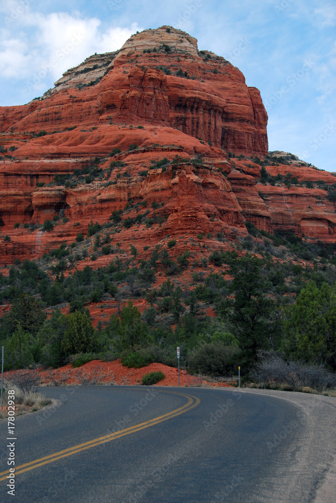 Windy road to the red rock