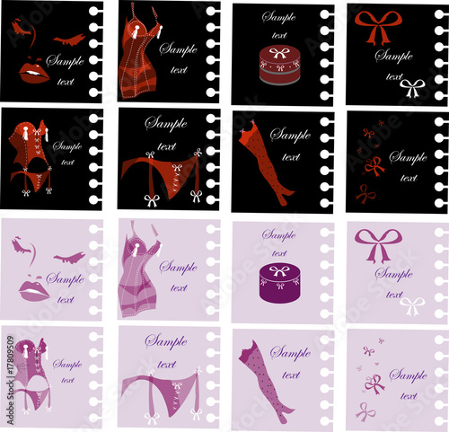 Glamour sexy woman lingerie cards, ,fake paper, note with gift b