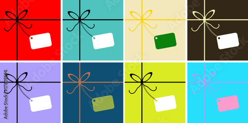 Vector Gift wrapped greetings card, poster, background with Ribb