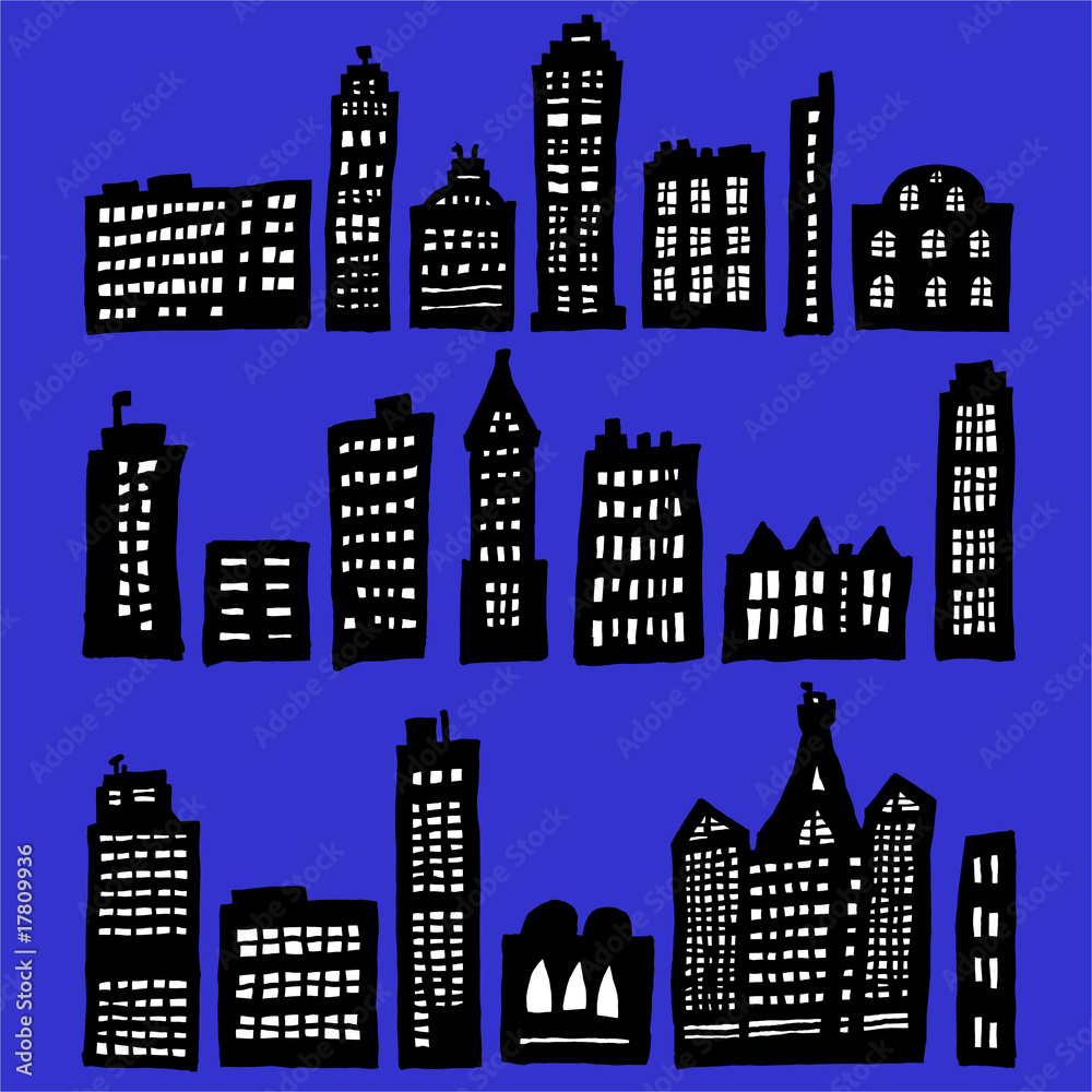 Crooked Houses At Night - vector