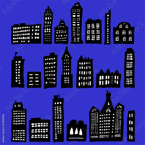 Crooked Houses At Night - vector
