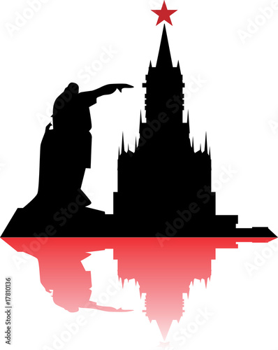 Vector Russia Moscow City Skyline, Silhouette Kremlin, Red Squar