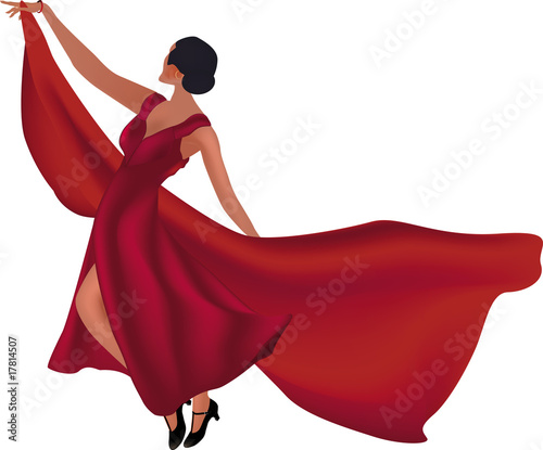 dancing girl and a red fabric