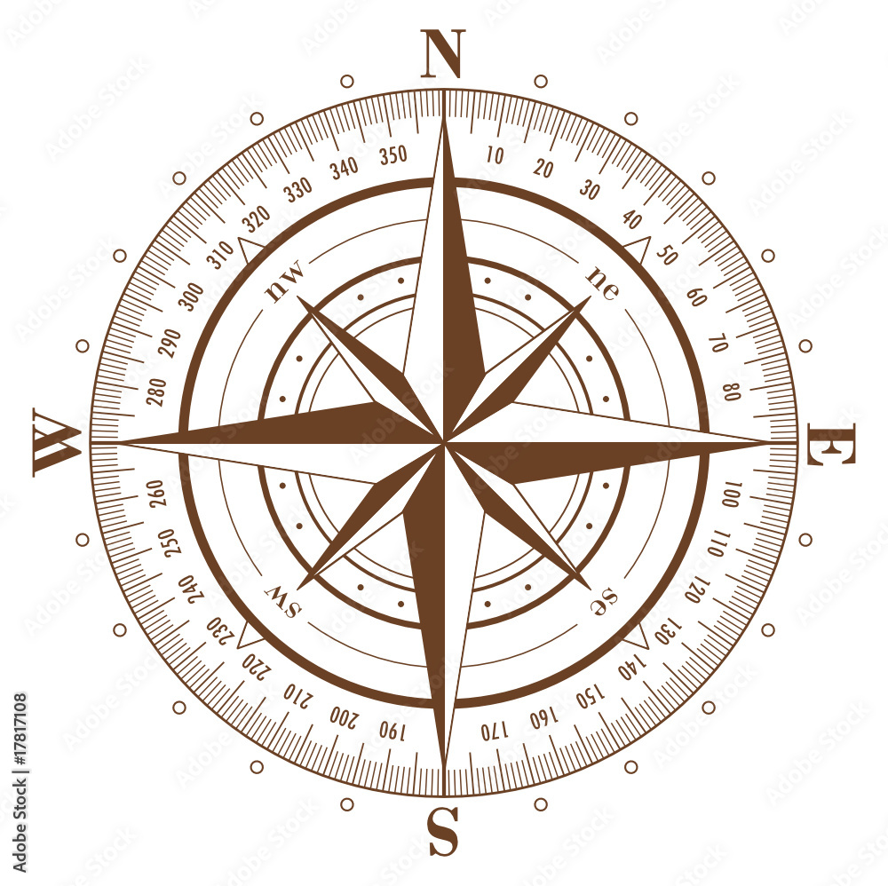 Canvas Print Compass rose isolated on white. Vector illustration. 