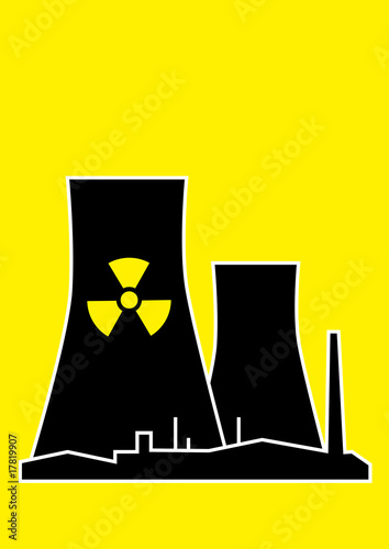 Nuclear power plant silhouette