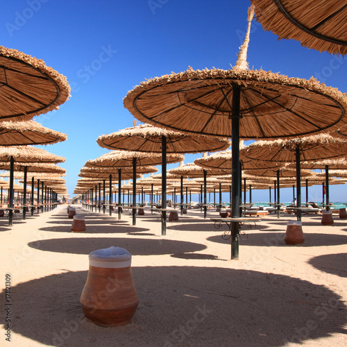 Umbrellas on the beach, Morocco