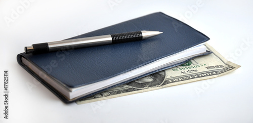 Photography Check book with pen and money