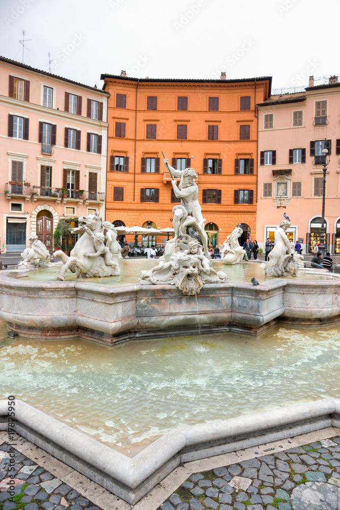 Neptune fountain in Piazza navona, Rome, Italy.