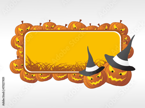 halloween frame with pumpkin on the background