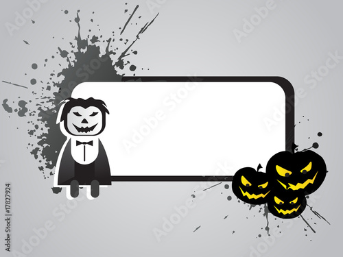 halloween frame with pumpkin and cartoon
