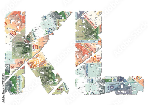 Canvas Print Kuala Lumpur grunge text with Ringgit