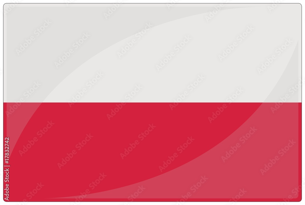 Naklejka premium drapeau glassy pologne poland flag