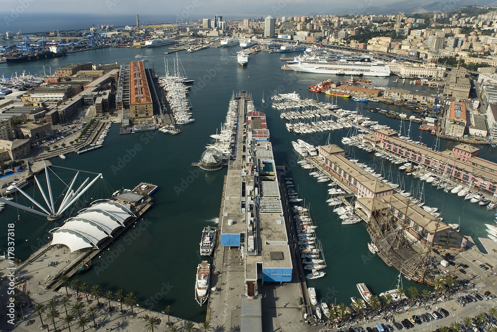 area view of Genoa harbour