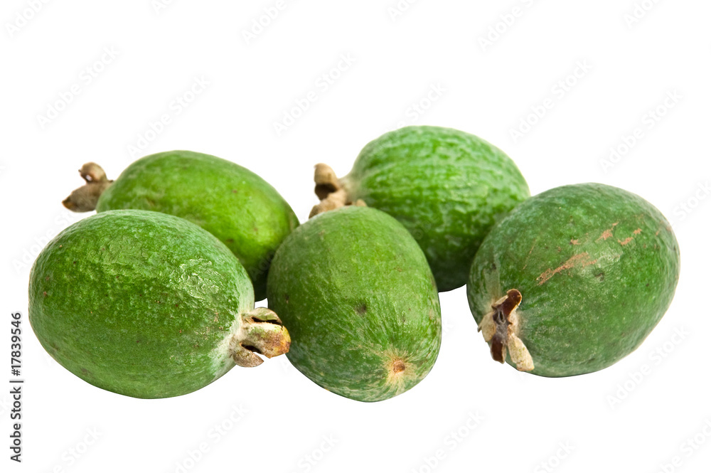 Feijoa fruits isolated on white background Feijoa fruits isolated on white background