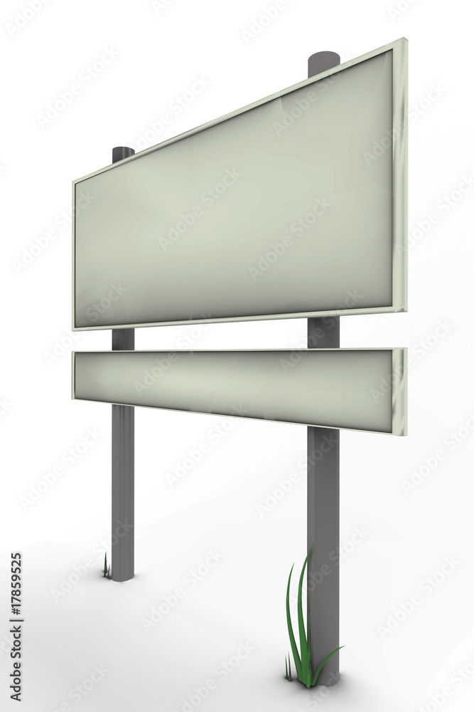 Obraz premium Road sign with grass - 3d image - Right view