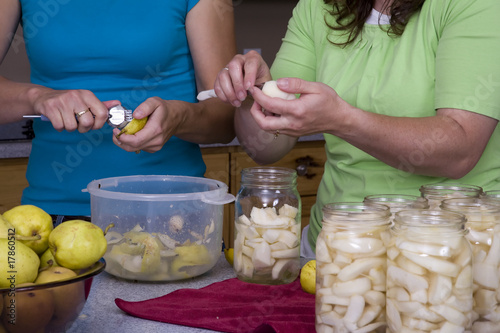 Obraz na plátne Two woman cutting fruit
