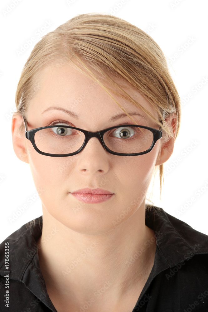 Portrait of a pretty young woman in glasses Portrait of a pretty young woman in glasses