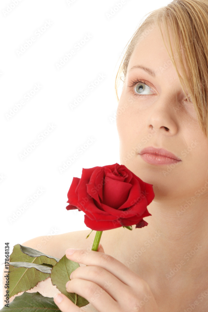 Beautiful young woman with red rose Beautiful young woman with red rose