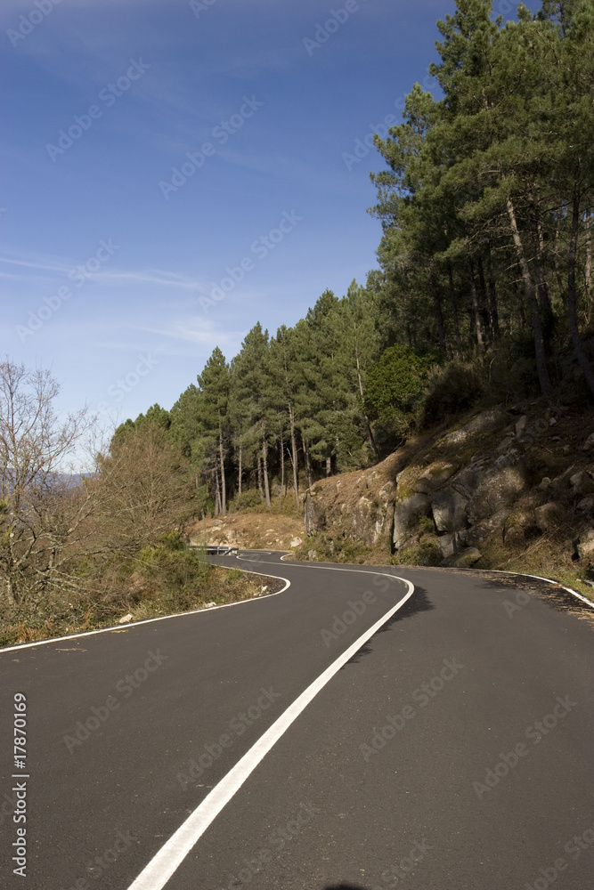 Mountain road with many curves