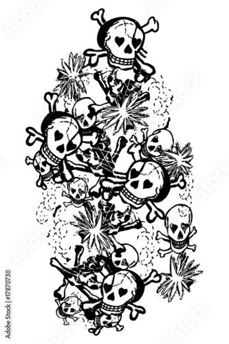 Vector skull grunge heraldry illustration