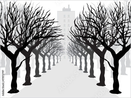 background with retro tree illustration