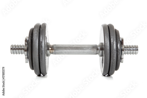 a single dumbell on white