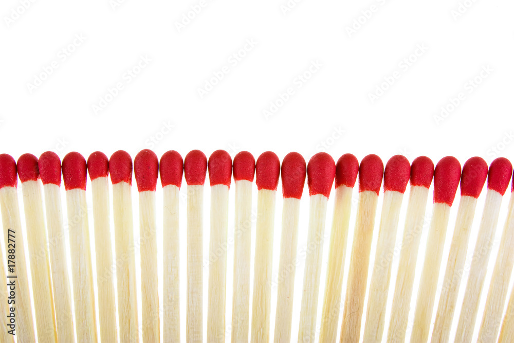 Set of red matches close up on white background Set of red matches close up on white background