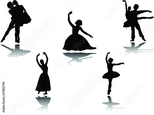 ballerinas collection with reflection - vector